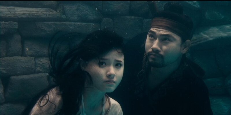 underwater scene with two people