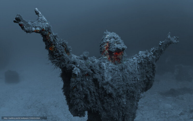 Underwater sculpture of a figure