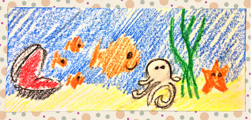 Underwater Sea Life — Blue, Playful
