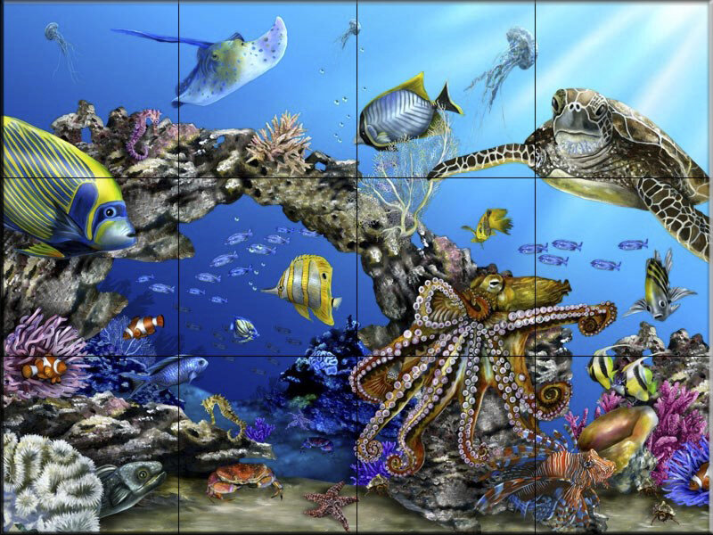 Underwater sea life mural