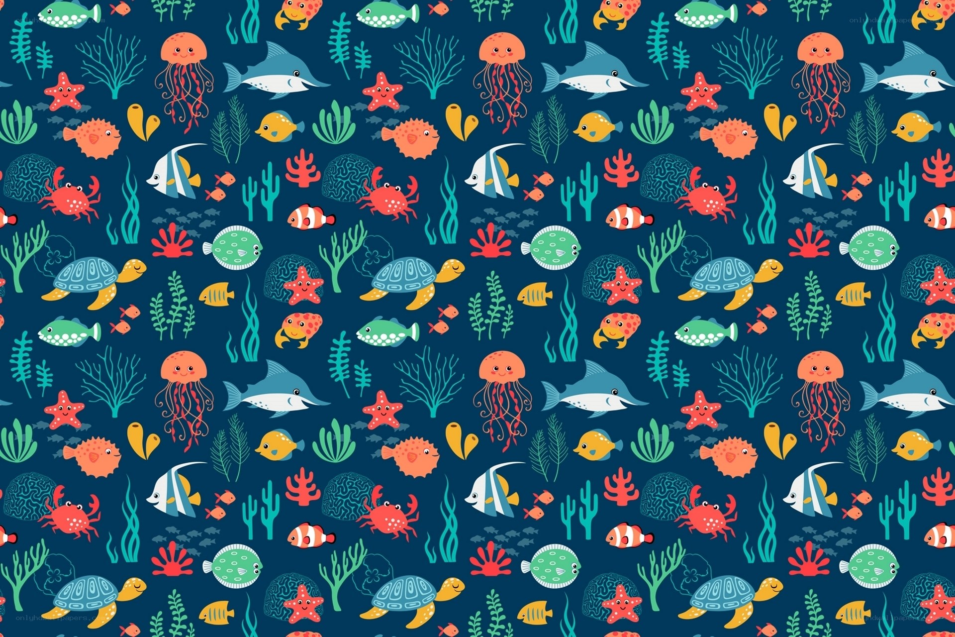 Underwater sea life pattern