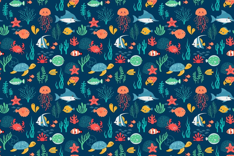 Underwater Sea Life Pattern — Blue