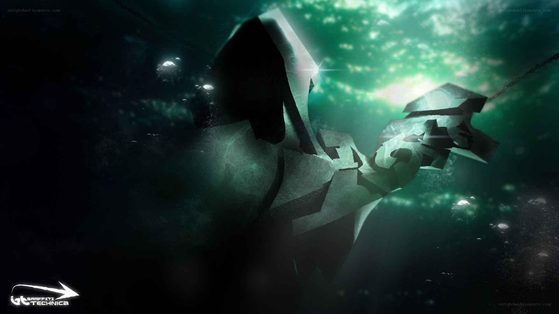 Underwater shipwreck debris