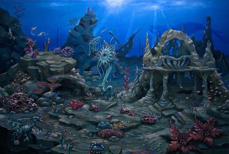 Underwater Shipwreck Scene — Blue