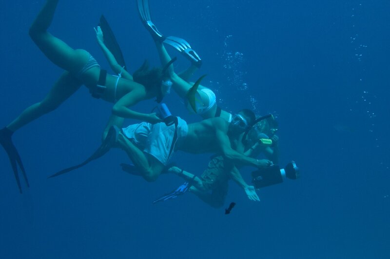 Underwater snorkeling group