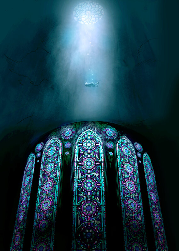 Underwater stained glass cathedral