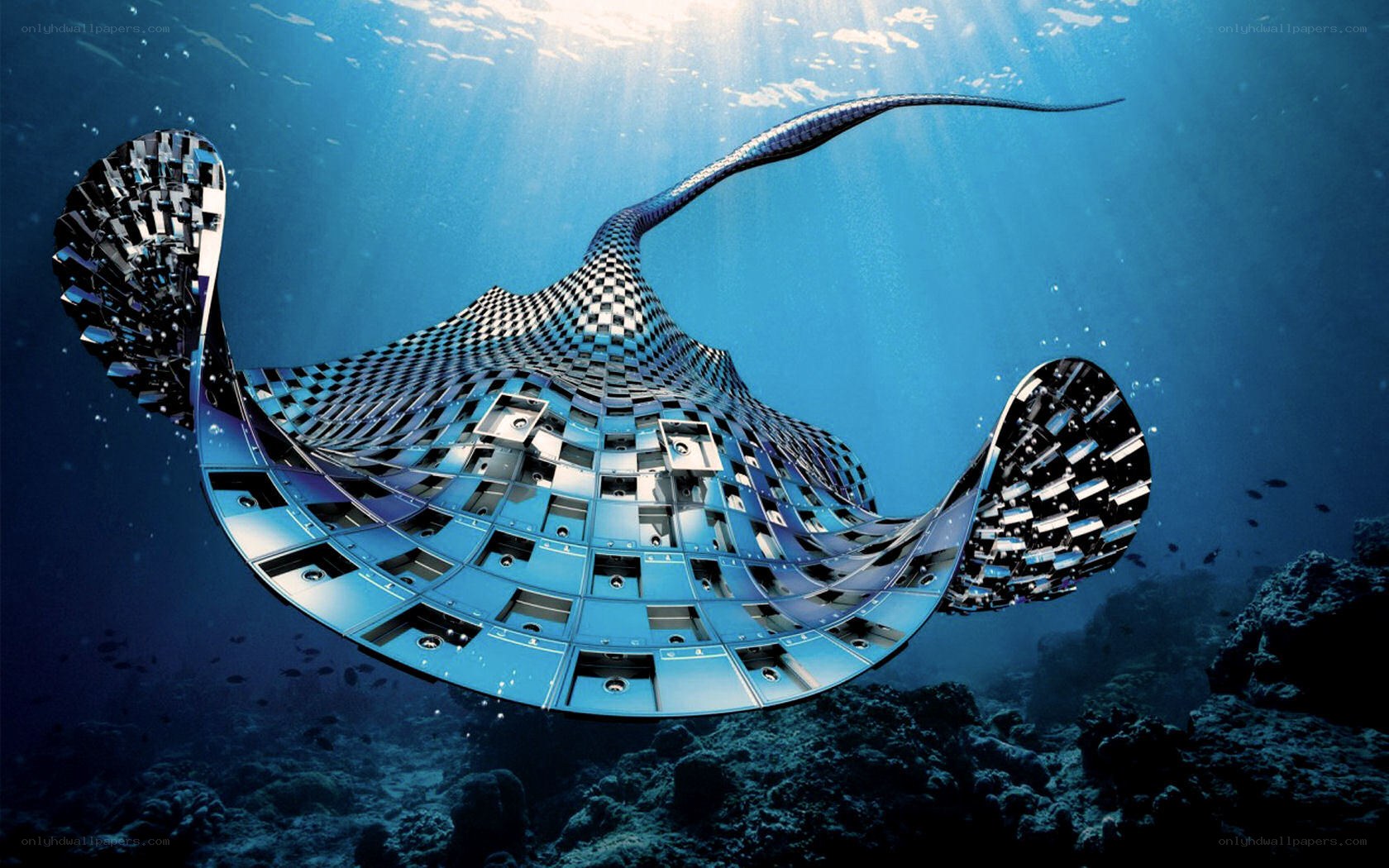 underwater stingray sculpture