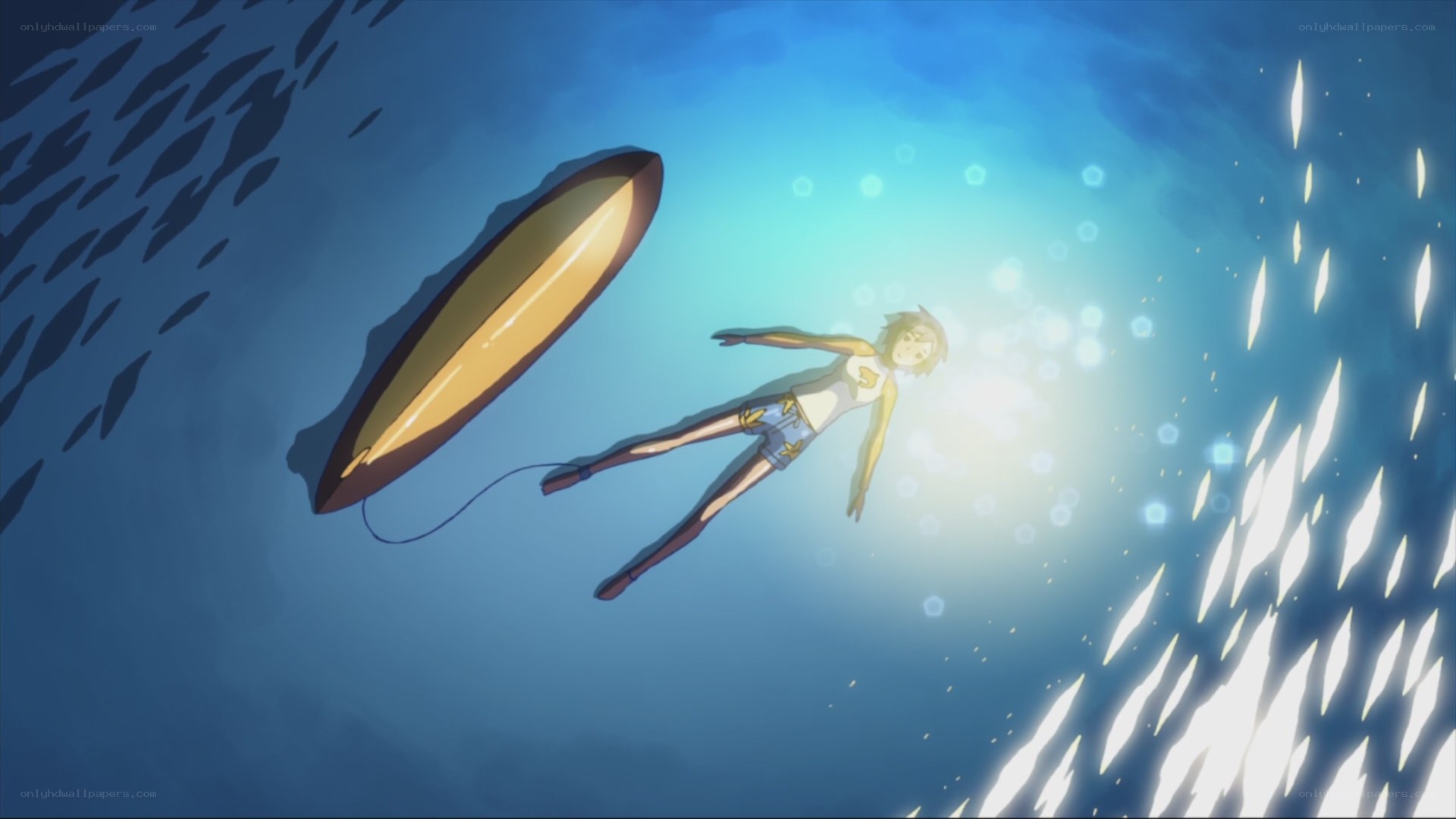 underwater surfboard scene