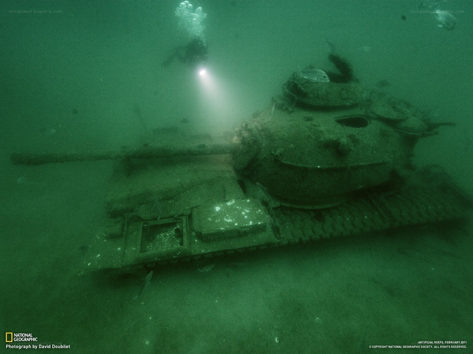 Underwater tank wreck