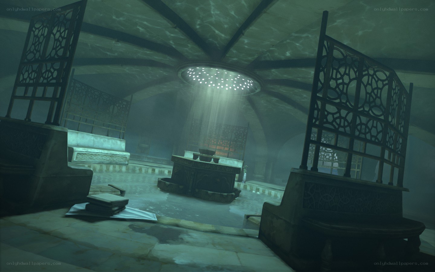 underwater temple chamber