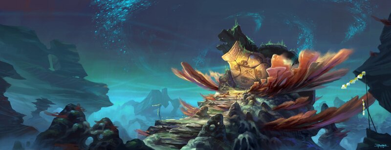 Underwater Temple Ruin — Blue
