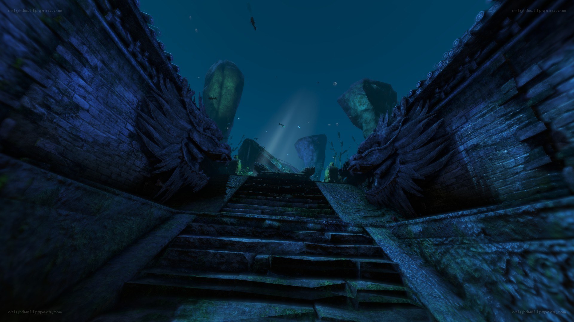 underwater temple ruins