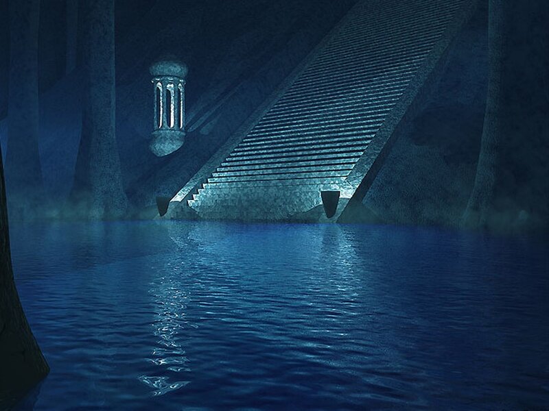 Underwater temple staircase