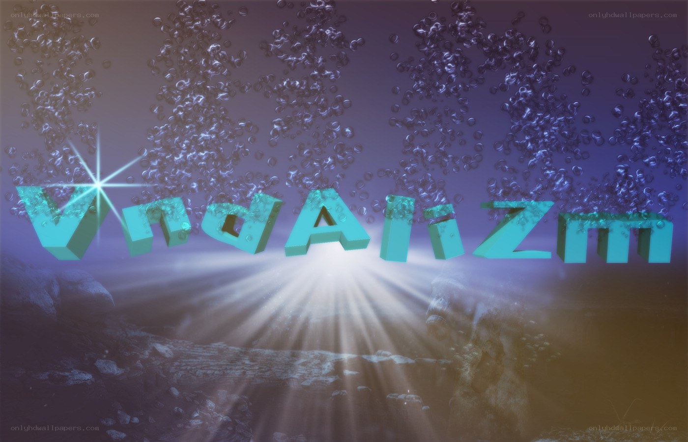 underwater text with bubbles