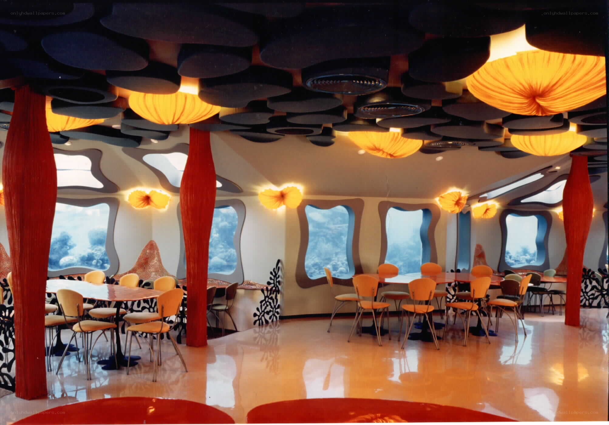underwater-themed restaurant interior