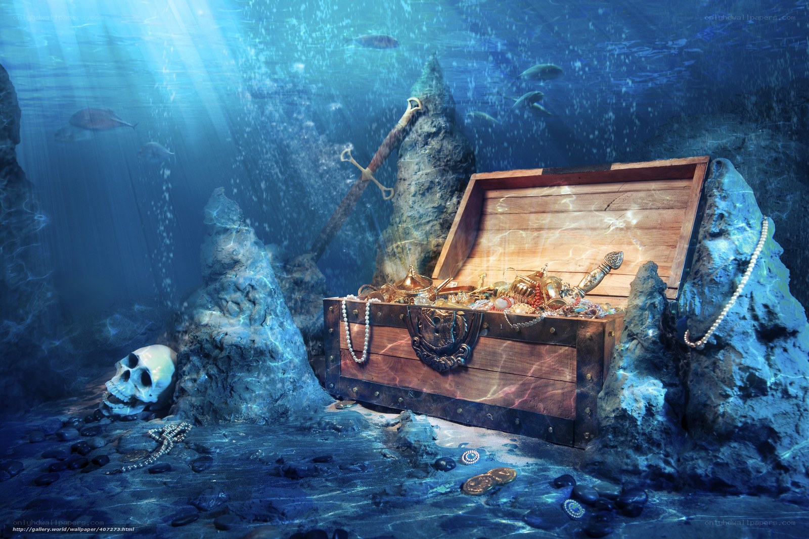 Underwater treasure chest