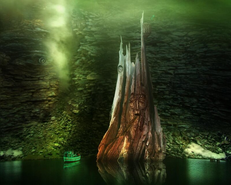 Underwater tree with face