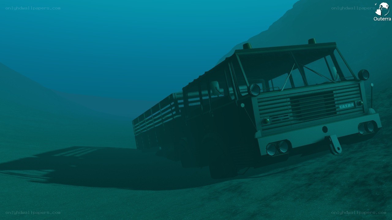 Underwater truck scene