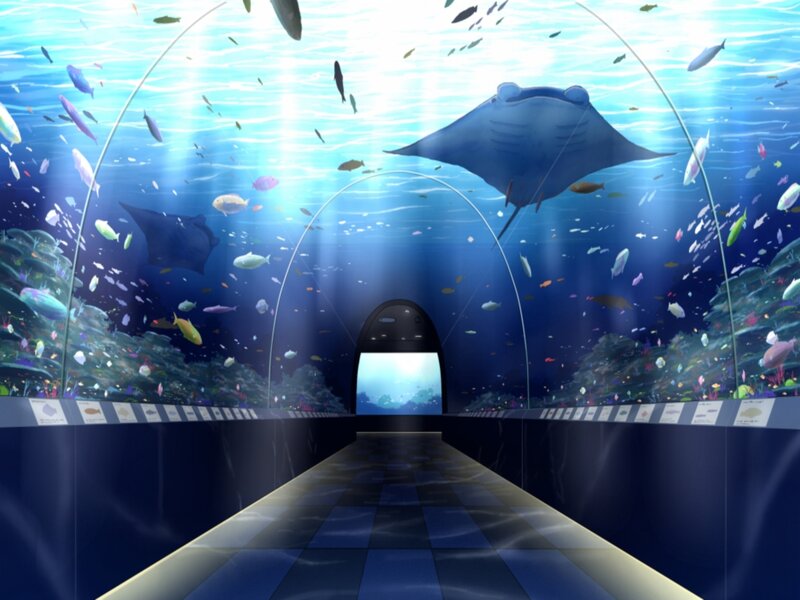 Underwater Tunnel with Fish — Blue