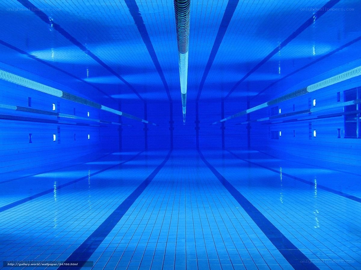 Underwater view of empty pool