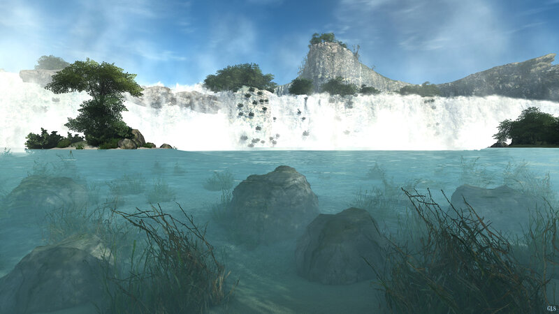 Underwater View of Waterfall