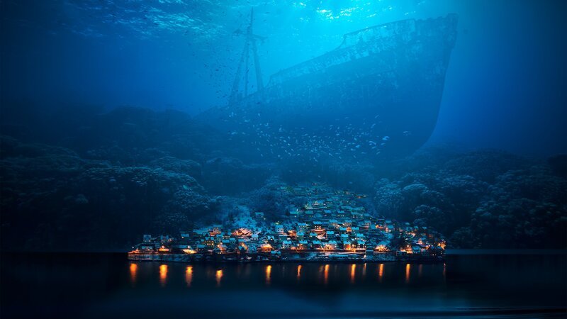 Underwater Village and Shipwreck