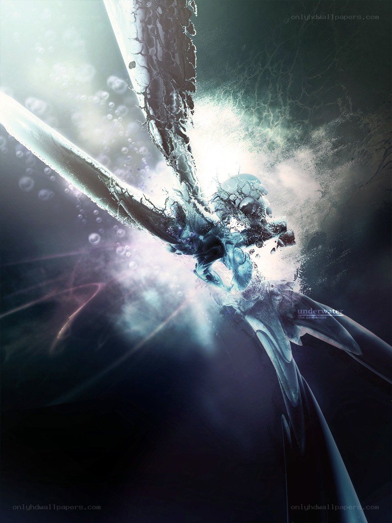 Underwater warrior in battle