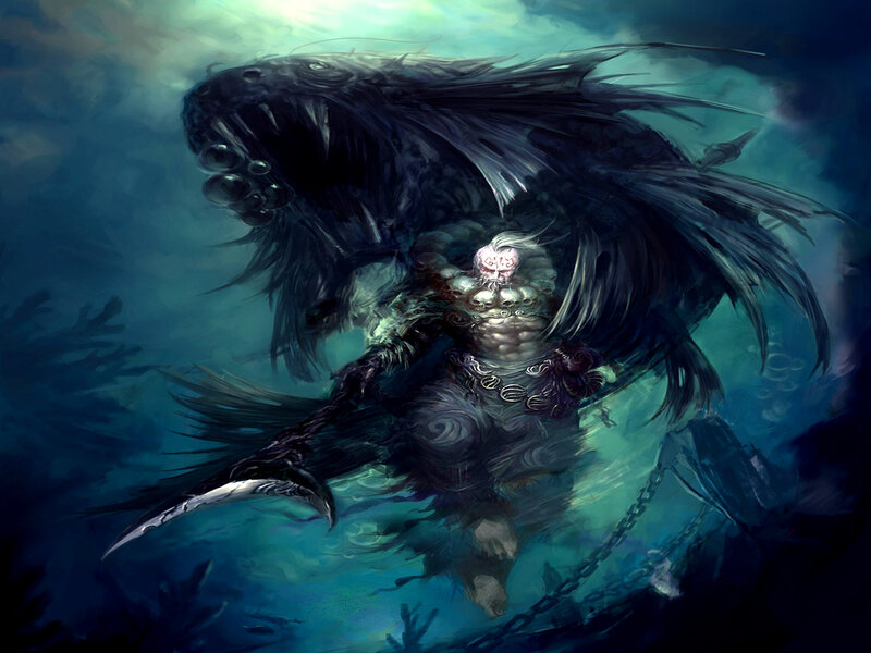 Underwater Warrior with Fish