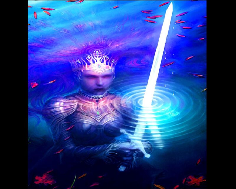 Underwater Warrior with Sword — Blue