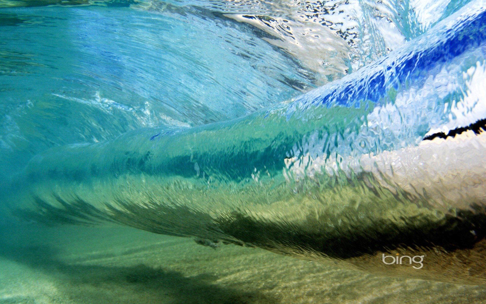 Underwater wave in clear water