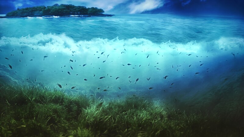 Underwater Wave Scene — Blue, Dramatic, Night
