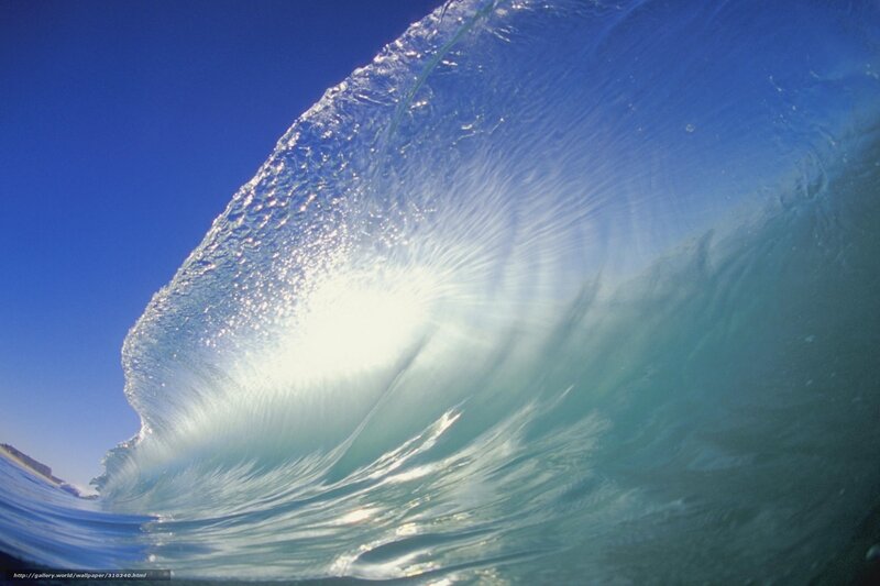 Underwater Wave Tunnel — Blue, Dramatic, Afternoon, Photograph, Ocean, Sky, Sunlight