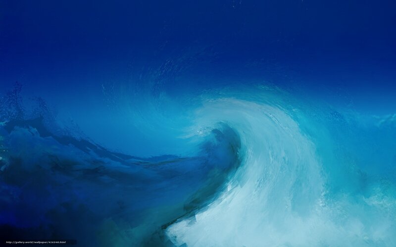 Underwater Wave Tunnel — Blue, Dramatic, Digital Art