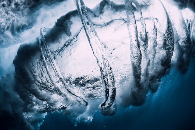 Underwater Wave Tunnel — Blue, Dramatic, Photograph, Bubbles, Ocean