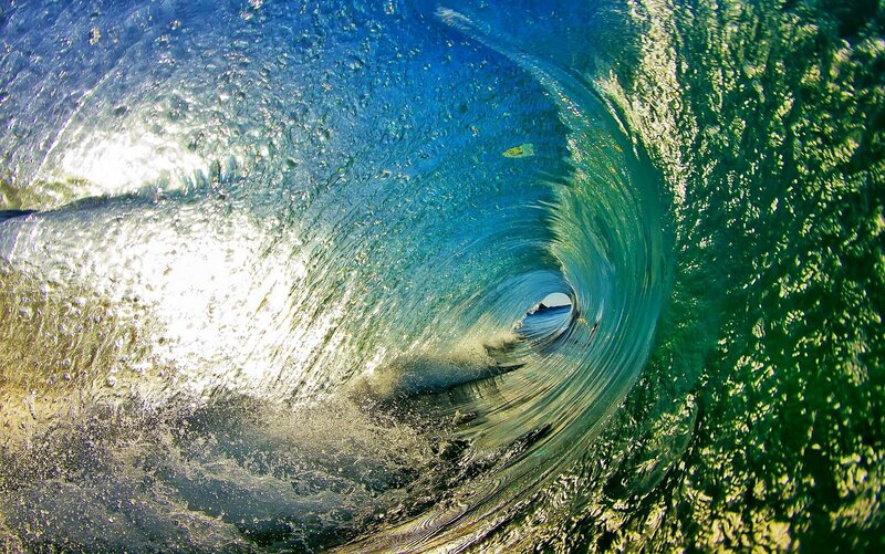 Underwater Wave Tunnel — Blue, Dynamic, Afternoon, Photograph, Ocean