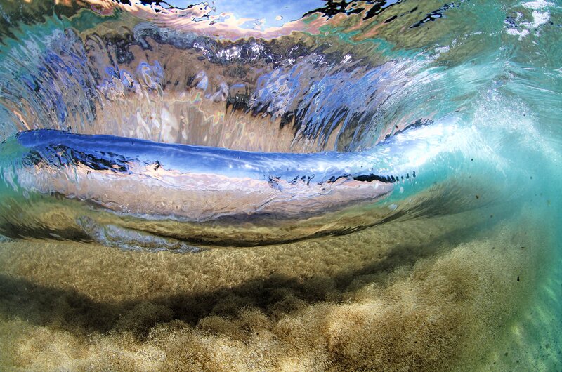 Underwater Wave Tunnel — Blue, Dynamic, Afternoon, Photograph, Sand