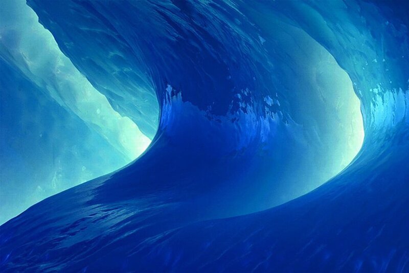 Underwater Wave Tunnel — Blue, Serene, Photograph