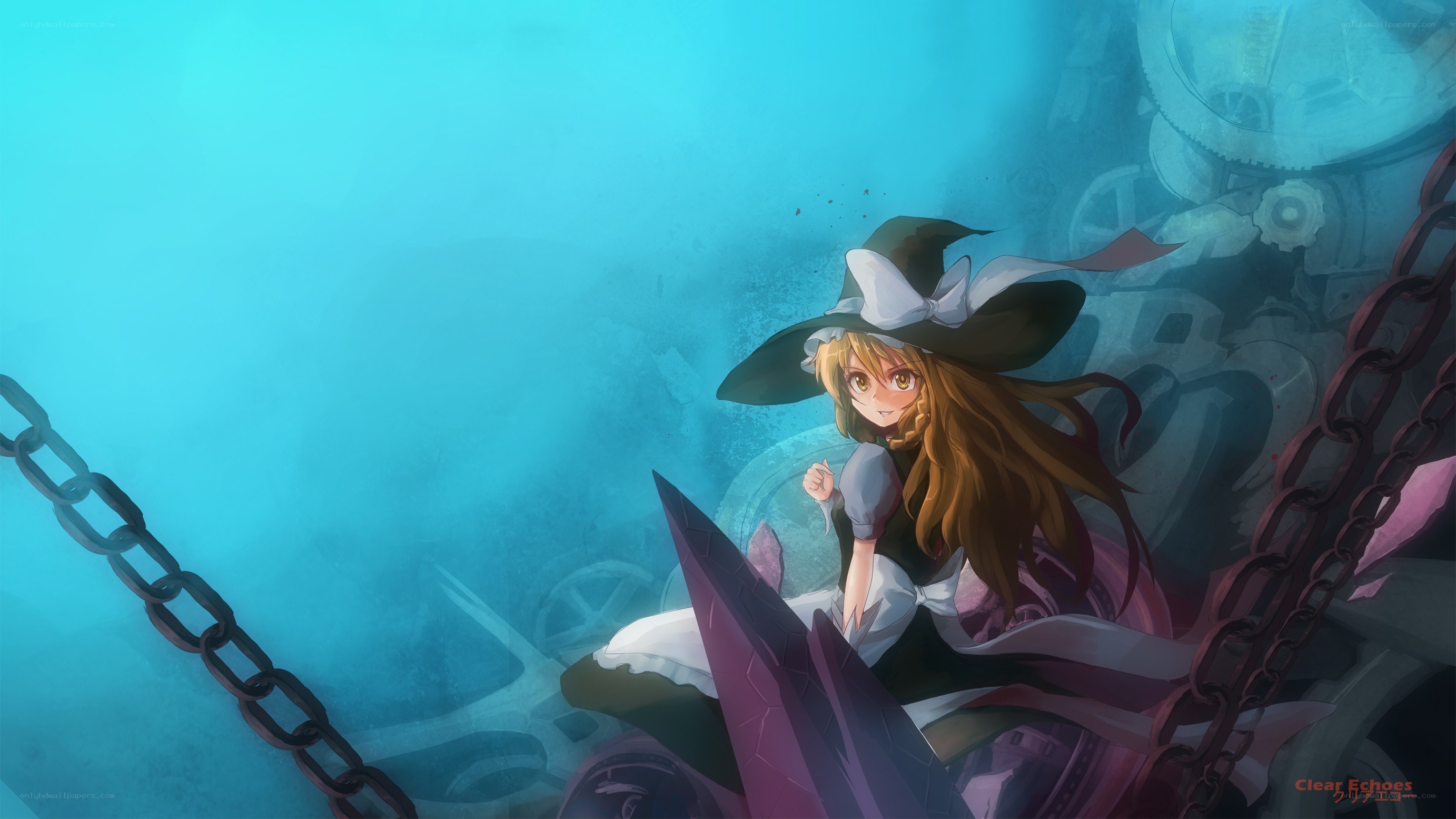 Underwater witch with chains