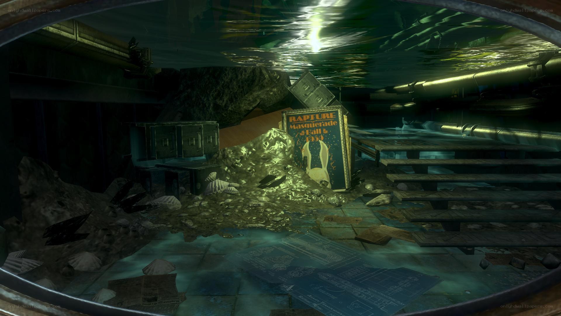 underwater wreckage scene