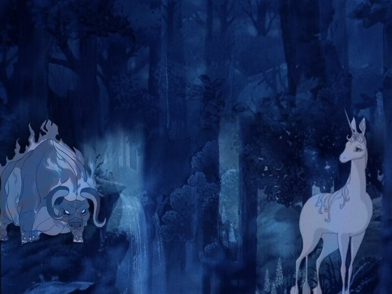 Unicorn and Bull in Forest