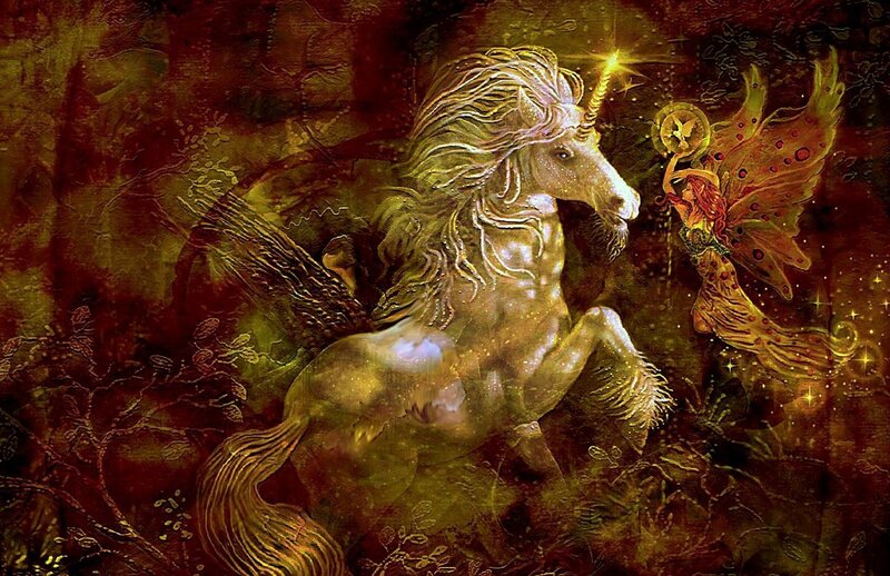 Unicorn and Fairy — Gold