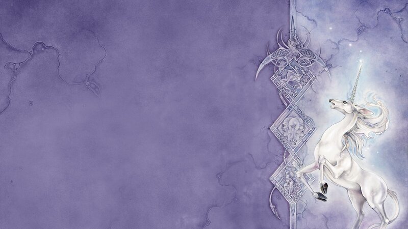 Unicorn and ornate sword