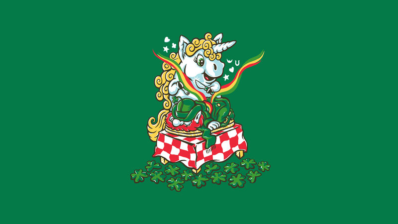 unicorn at a picnic table