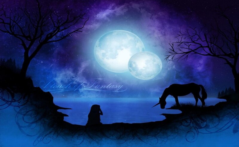 Unicorn Drinking Water — Blue