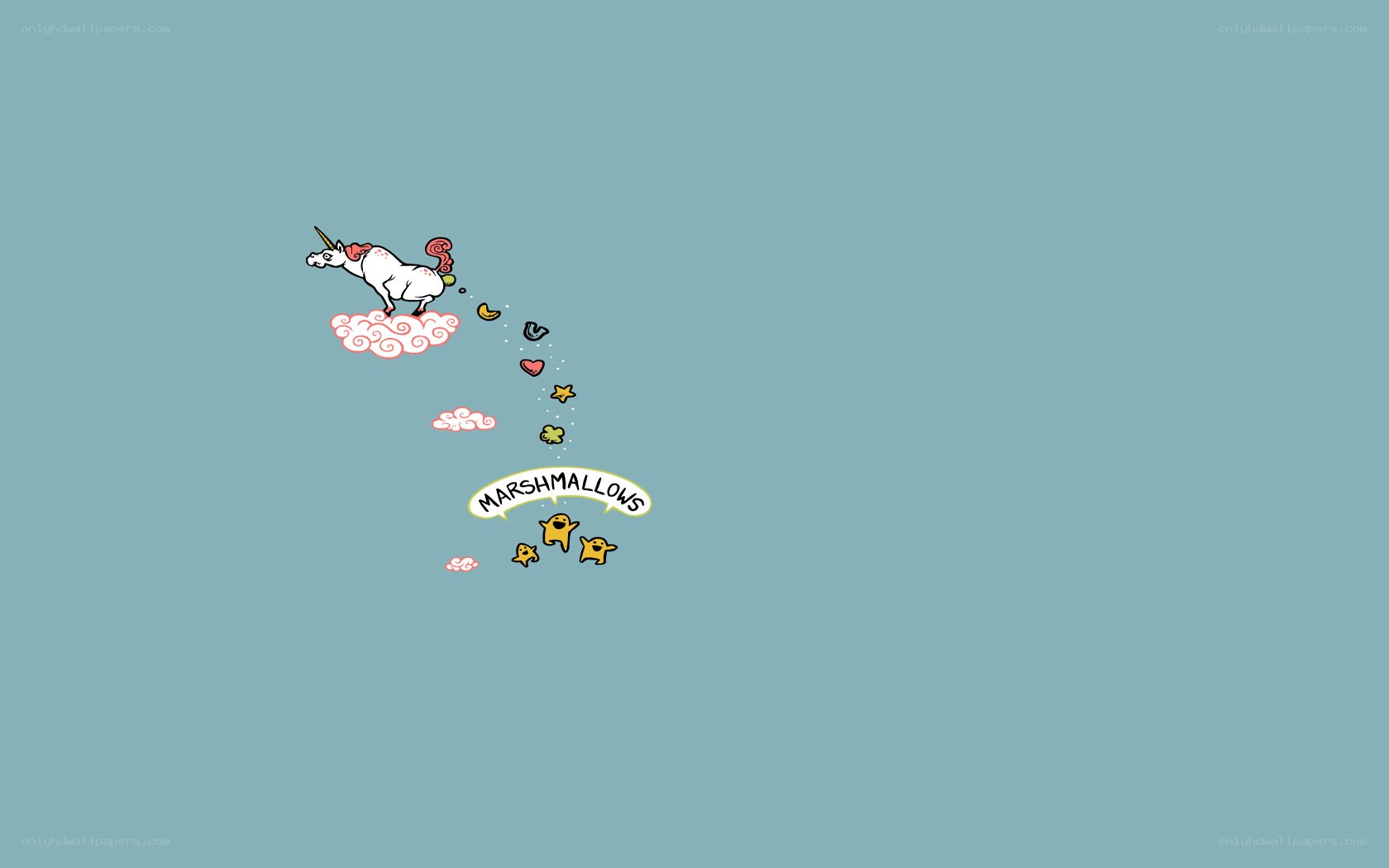 Unicorn dropping marshmallows