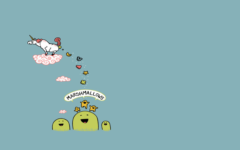 Unicorn dropping marshmallows