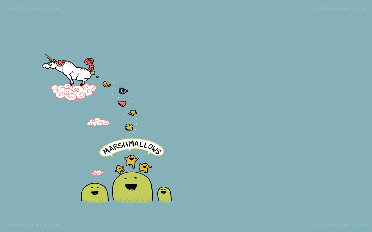 Unicorn dropping marshmallows