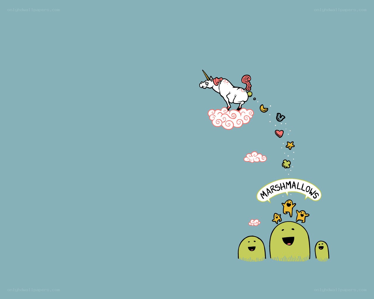 Unicorn dropping marshmallows