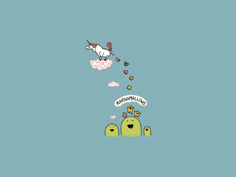 unicorn dropping marshmallows