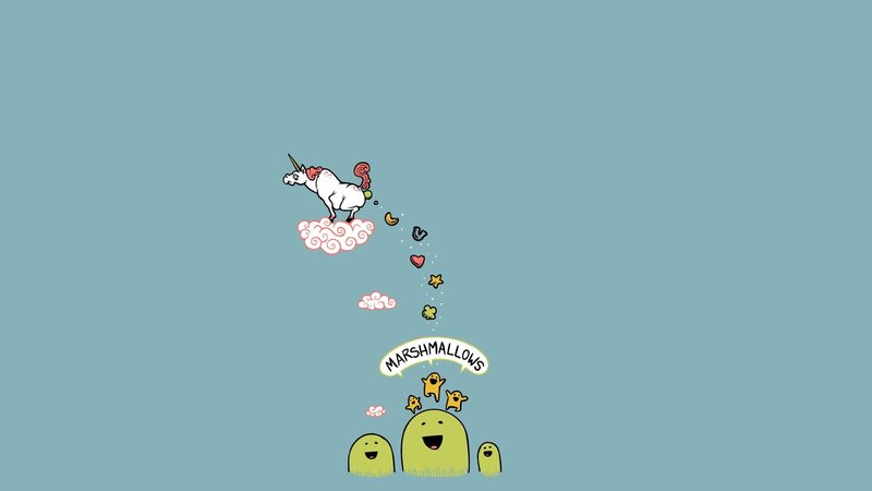 Unicorn Dropping Marshmallows — Blue